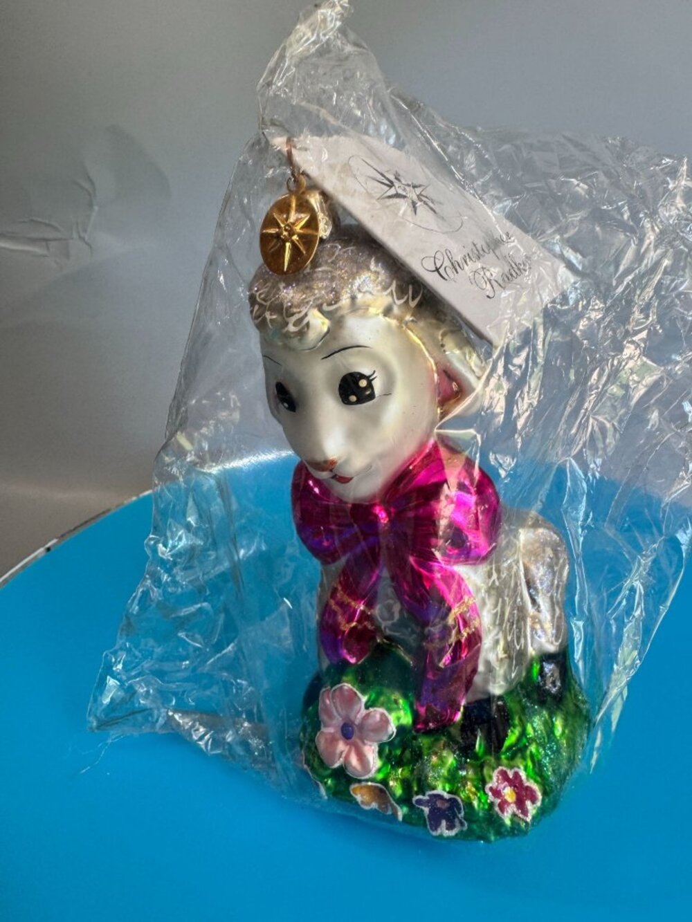 Christopher Radko Honey Lamb Glass Christmas Ornament 1999 Poland NOS Boxed - Picture 2 of 7